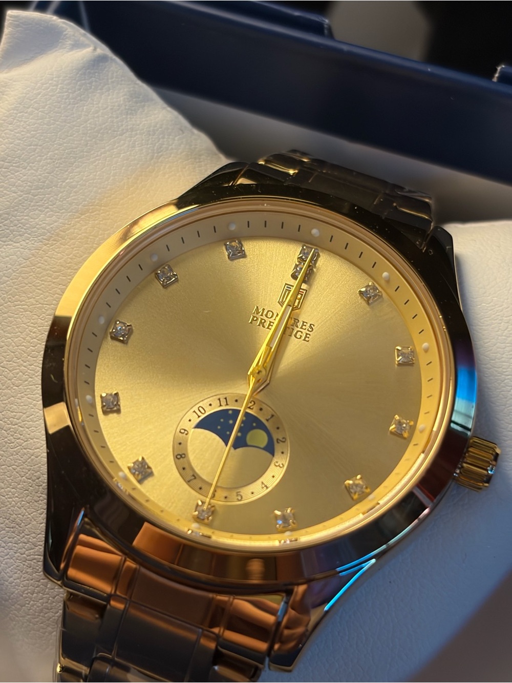 Montres Prestige MOON PHASE (Working!) Limited Luxury Collection Mens Gold 43MM - Picture 3 of 9
